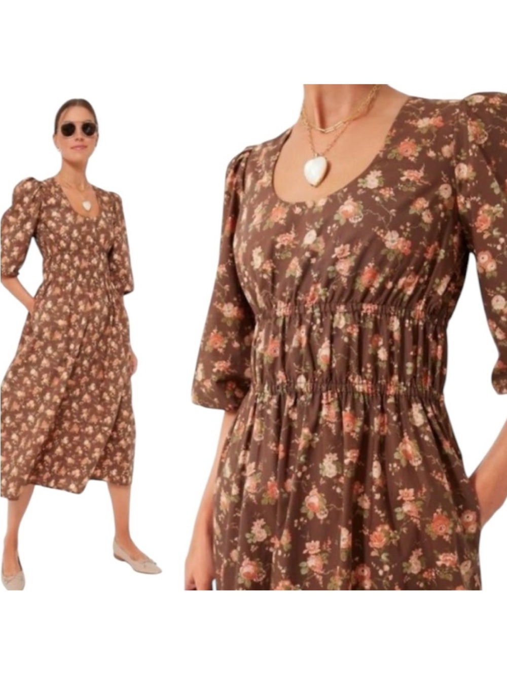 TODAY SALE 🥳🥳🥳 Rosewood Chintz 🌻 Marlena Dress Brown Floral XS S XXXL